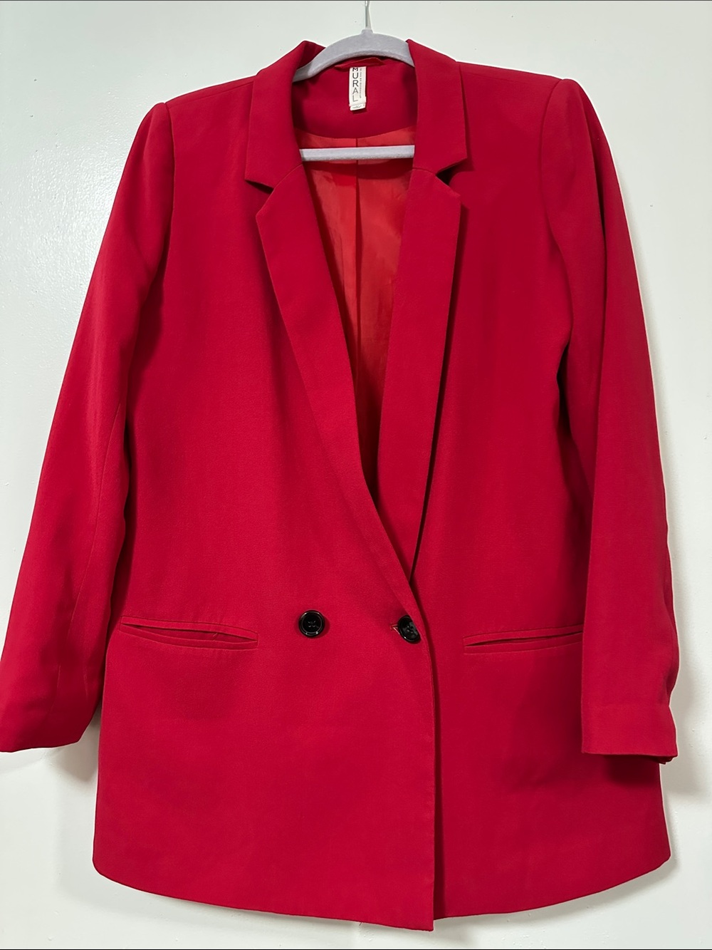 Women's Red Double-Breasted Blazer Jacket